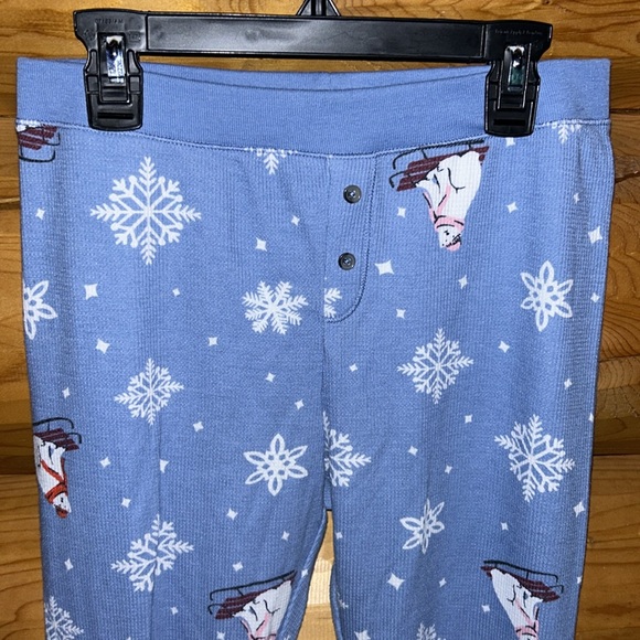 Old Navy GUC Light Blue Snowflake/Polar Bear Fitted Thermal Pajama Leggings Sz S - Picture 2 of 5